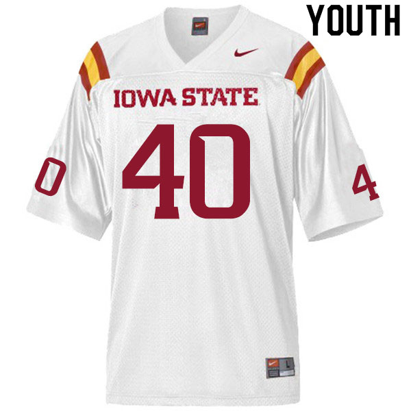 Iowa State Cyclones Youth #40 Hunter Zenzen Nike NCAA Authentic White College Stitched Football Jersey ZF42L48FW